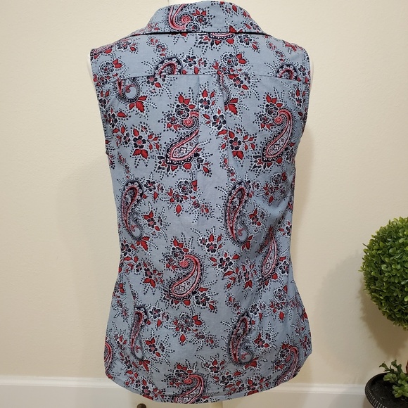 Talbots Sleeveless Collared Blouse Petite - Picture 3 of 5